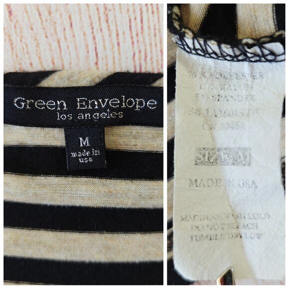 Green Envelope striped tee sz M - Picture 8 of 8